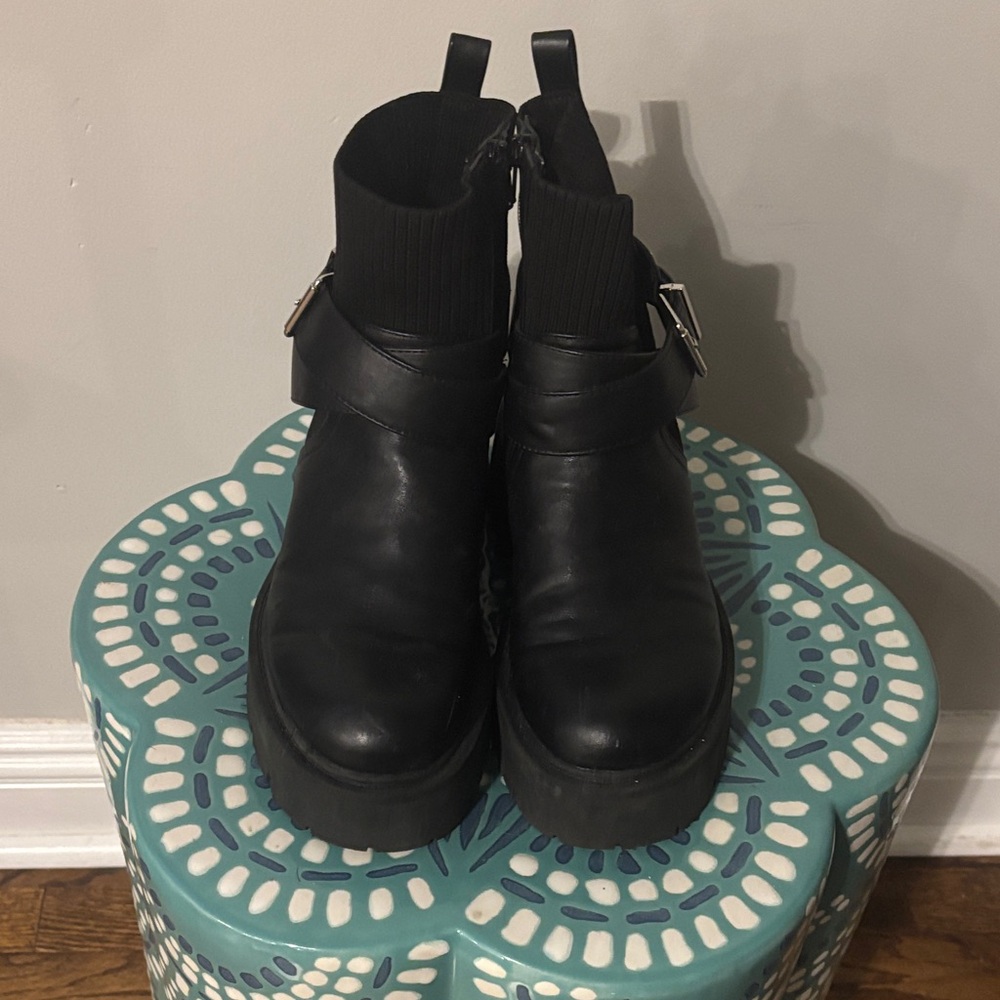 Madden Girl Black Moto Ankle Boots